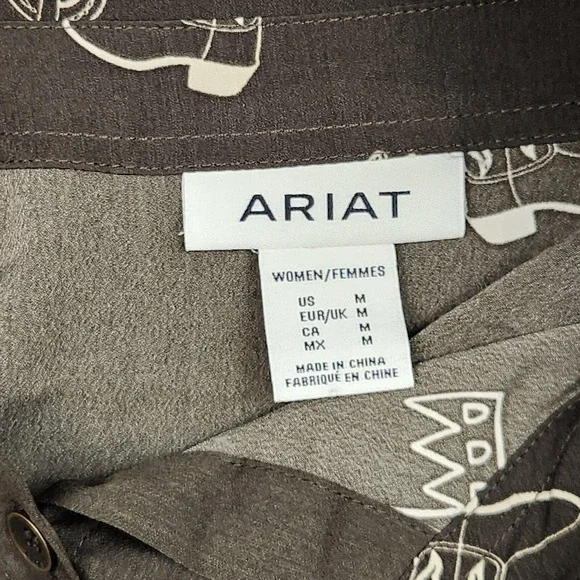 Ariat Shirt Womens Medium Brown Western Desert Print Button Front Long Sleeve - Picture 3 of 9